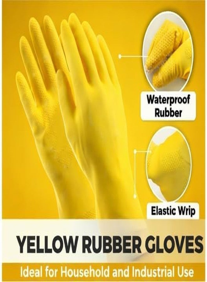 LADWA Pre-mium Household Rubber Hand gloves yellow Color (1 Pair) for Dishwashing, gardening, kitchen cleaning - Image 5